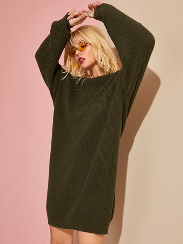 Off The Shoulder Drop Shoulder Jumper Dress