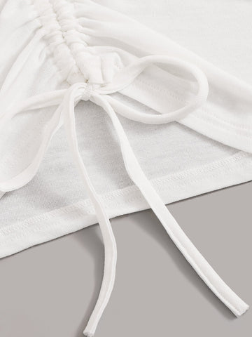 V-neck Drawstring Ruched Top