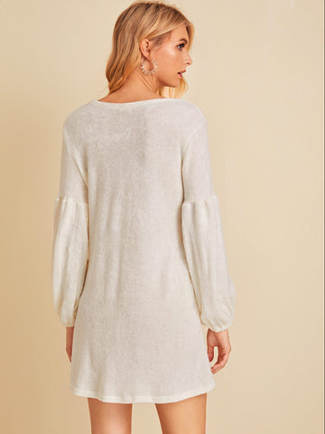 Drop Shoulder Solid Jumper Dress