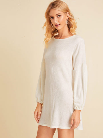 Drop Shoulder Solid Jumper Dress