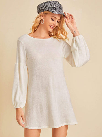 Drop Shoulder Solid Jumper Dress