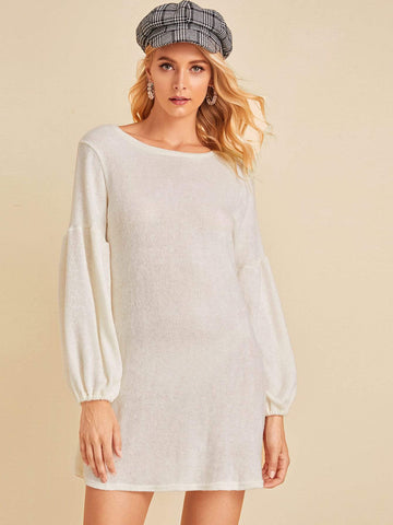 Drop Shoulder Solid Jumper Dress