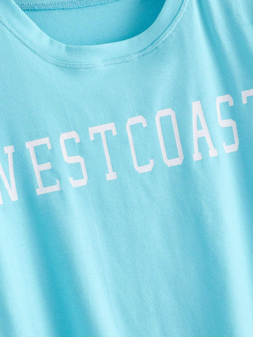 Round Neck Letter Graphic Tee