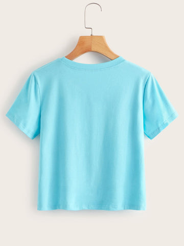 Round Neck Letter Graphic Tee