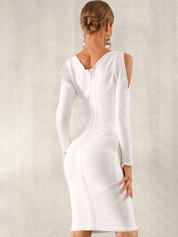 Adyce Split Sleeve Rib-knit Zip Back Dress