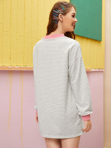 Contrast Binding Stripe Sweat Dress