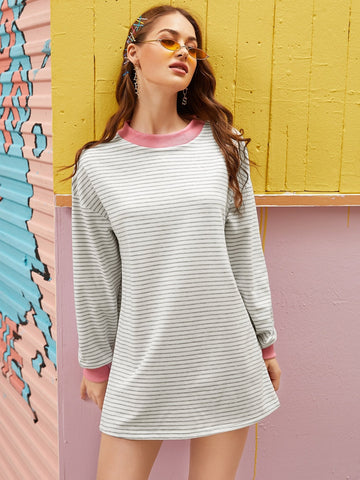 Contrast Binding Stripe Sweat Dress