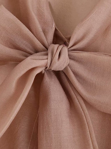 Tie Neck Dip Hem Organza Blouse