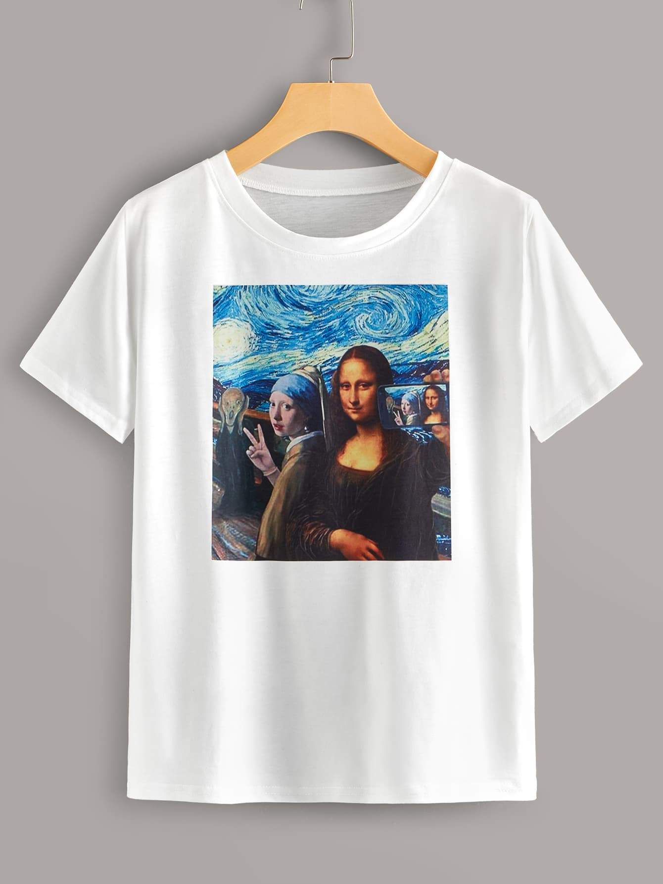 Mona Lisa & Oil Painting Print Tee