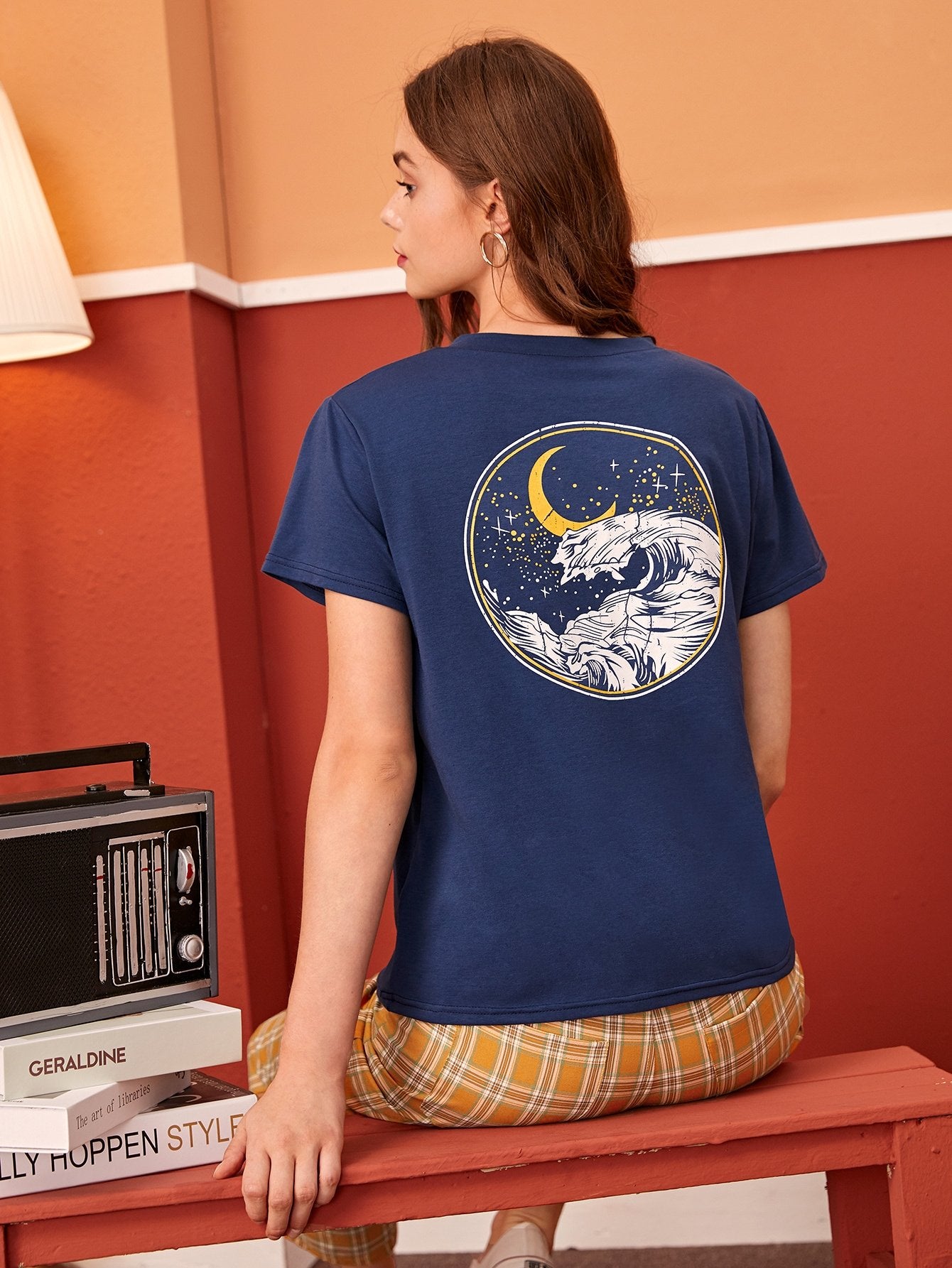 Moon & Wave Print Tee
