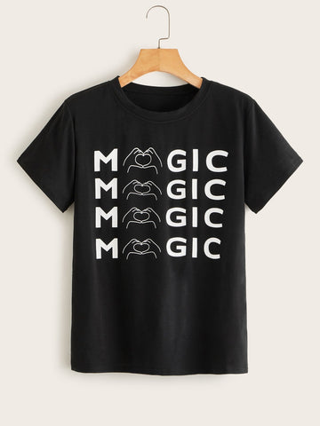 Letter And Gesture Print Tee
