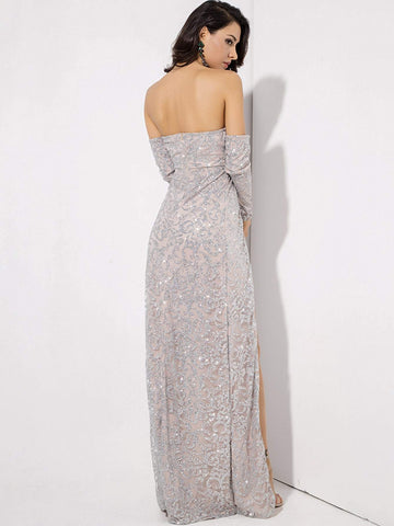 LOVE&LEMONADE Off Shoulder Split Thigh Sequin Dress
