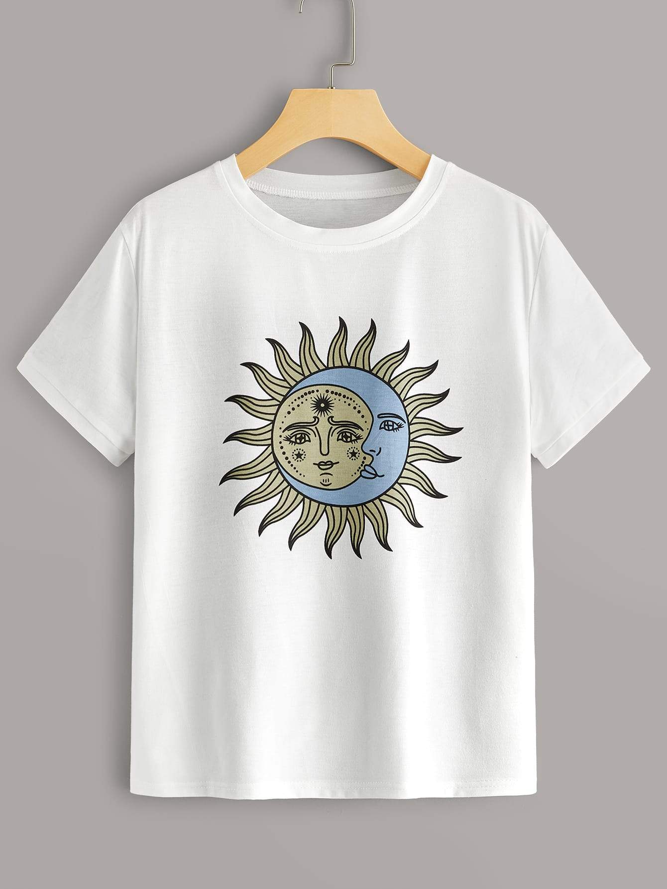 Sun Print Round Neck Tee