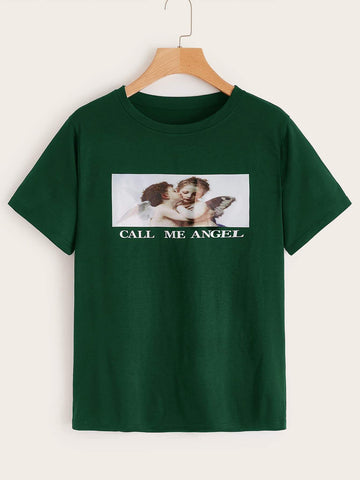 Figure & Letter Graphic Tee
