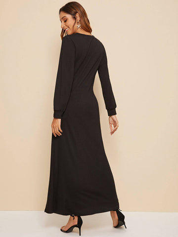 Solid Asymmetrical Hem Longline Tee