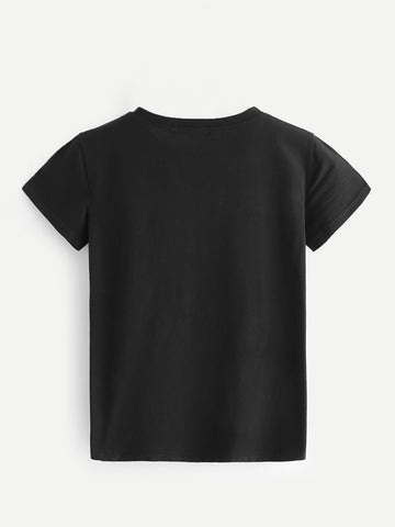 Slogan And Sunflower Print Tee