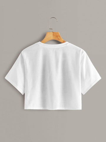 Graphic Print Crop Tee