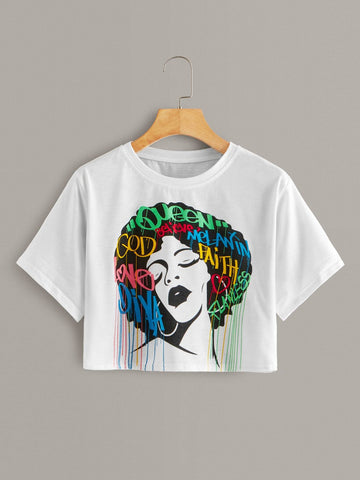 Graphic Print Crop Tee