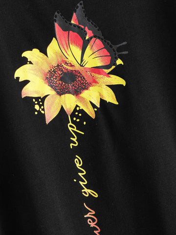 Sunflower & Letter Graphic Tee