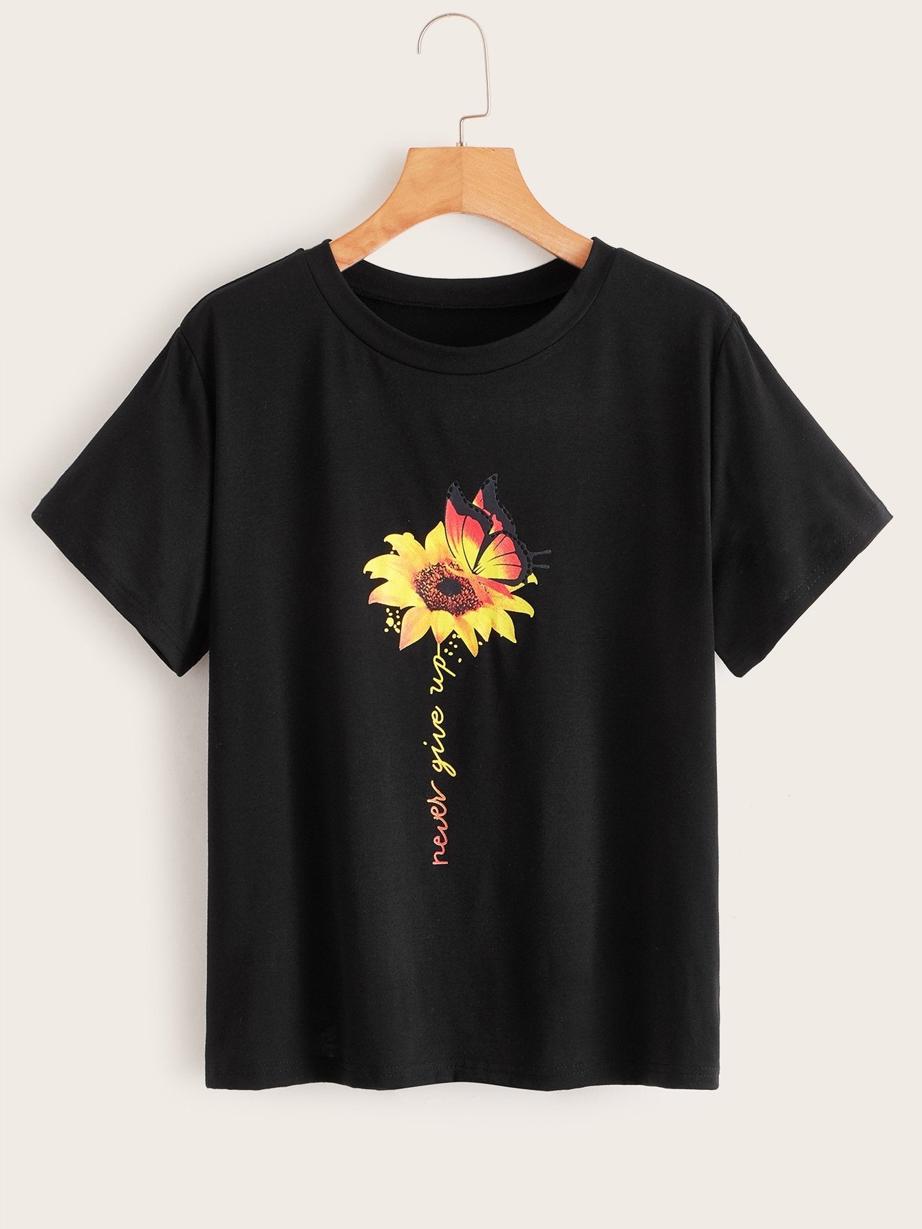 Sunflower & Letter Graphic Tee