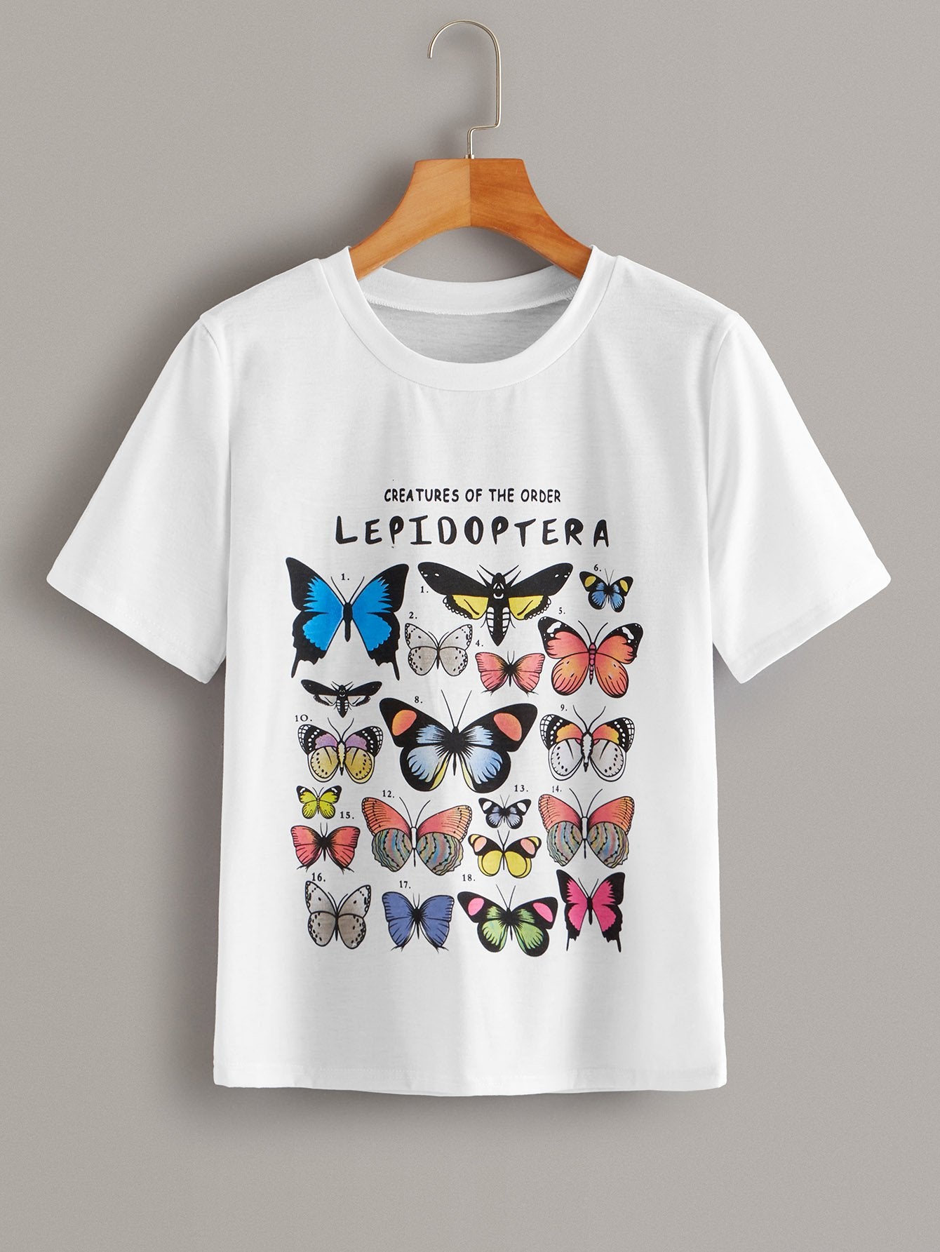 Butterfly And Letter Print Tee