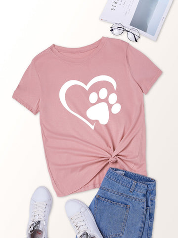 Cartoon Graphic Round Neck Tee