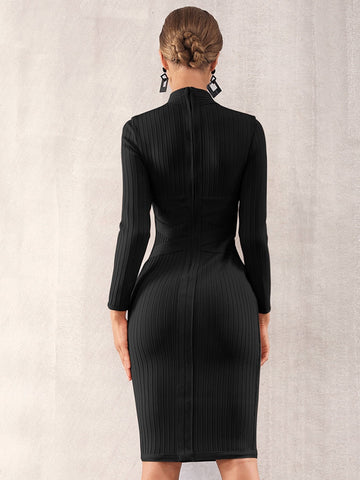 Adyce Zip Back Mock-neck Bandage Dress
