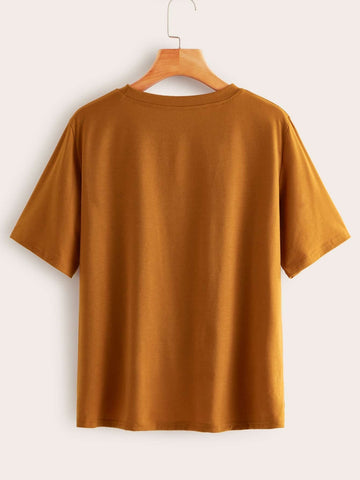 Car & Letter Print Round Neck Tee