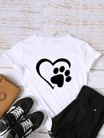 Cartoon Graphic Round Neck Tee