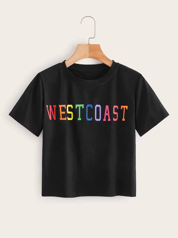 Round Neck Letter Graphic Tee
