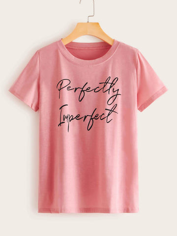 Slogan Graphic Round Neck Tee