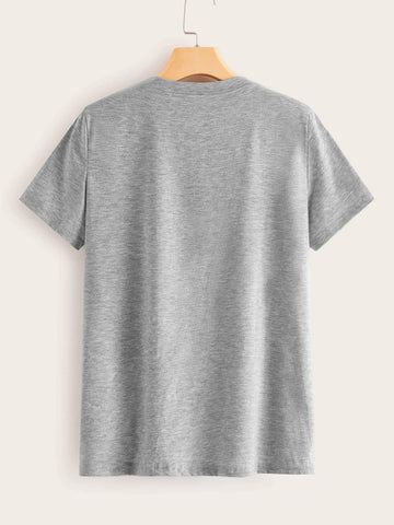 Slogan Graphic Round Neck Tee