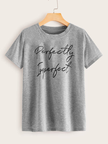 Slogan Graphic Round Neck Tee