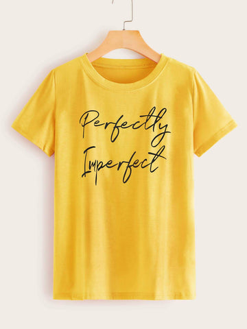 Slogan Graphic Round Neck Tee
