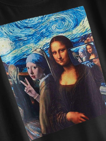 Mona Lisa & Oil Painting Print Tee