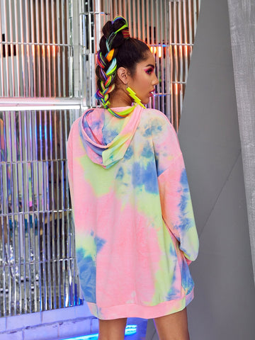 Tie Dye Drop Shoulder Sweatshirt Dress