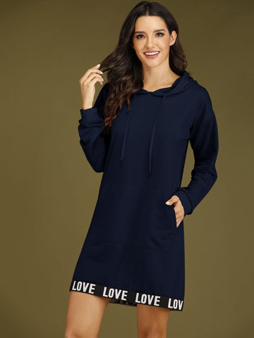 Letter Taped Hooded Sweat Dress