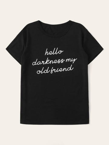 Slogan Graphic Round Neck Tee