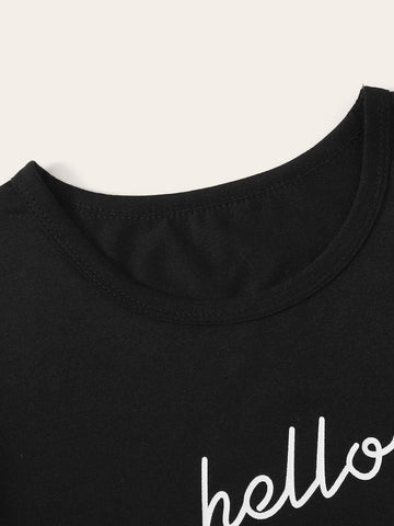 Slogan Graphic Round Neck Tee