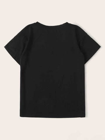 Letter Print Round Neck Tee