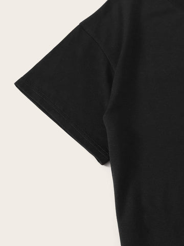 Letter Print Round Neck Tee