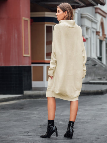 High Neck Batwing Sleeve Jumper Dress