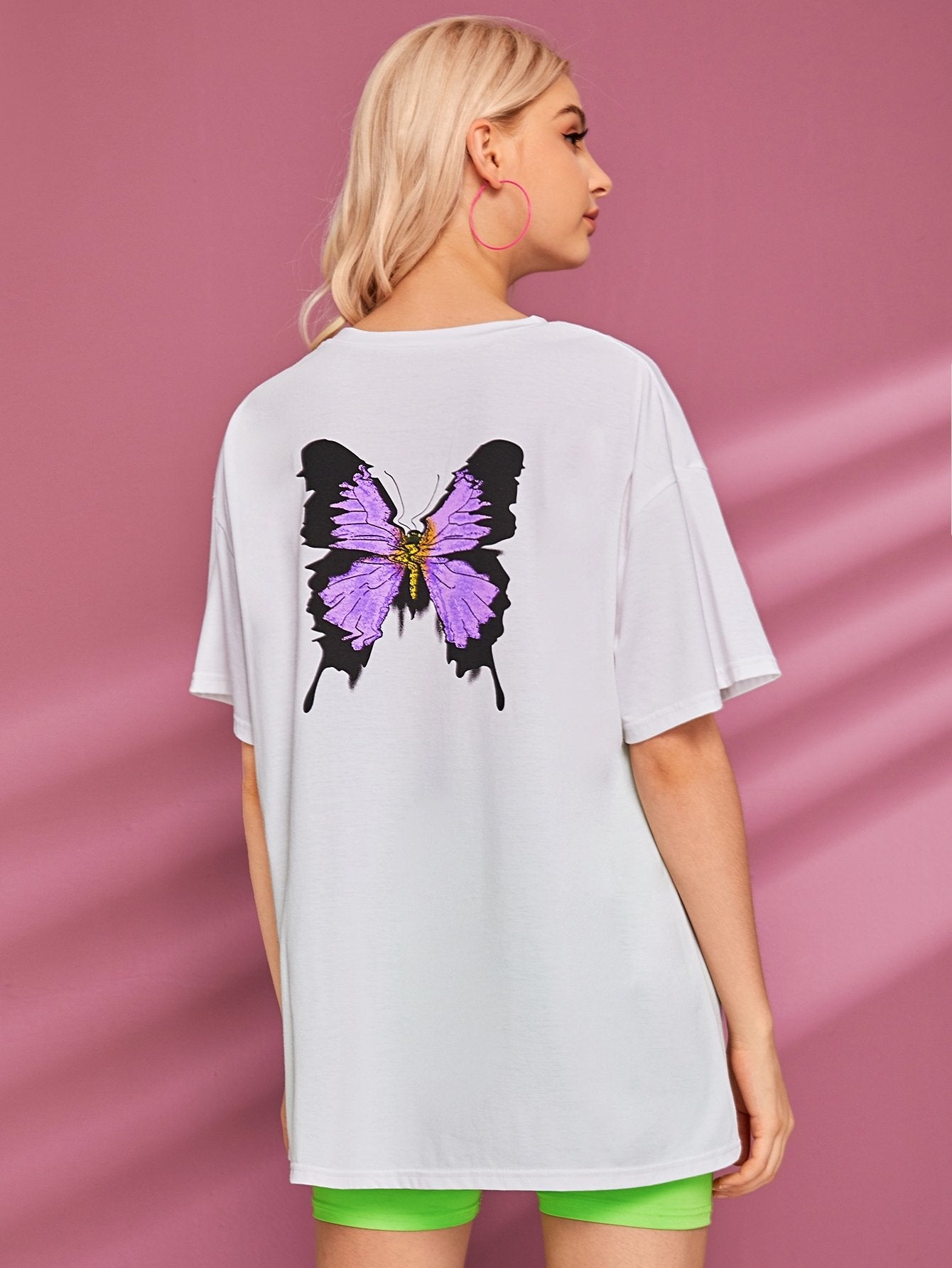 Slogan Graphic Butterfly Back Tee