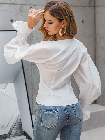 Glamaker Button Front Bishop Sleeve Shirt