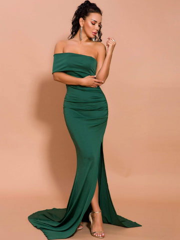 Missord Split Thigh One Shoulder Floor Length Prom Dress