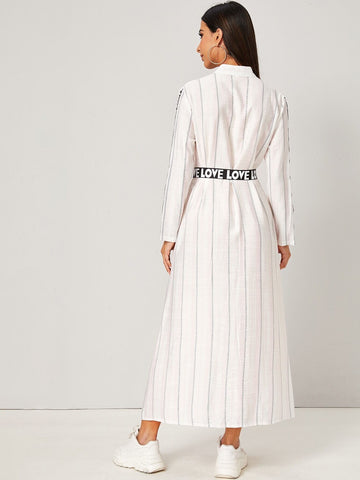 Letter Tape Panel O-Ring Belted Dress