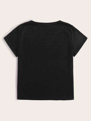 Feather Print Round Neck Tee