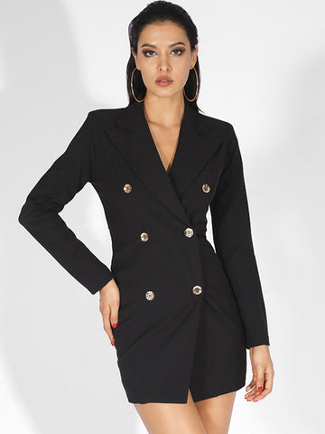 LOVE&LEMONADE Double Breasted Wrap Slim Blazer Dress