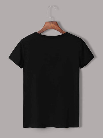 Slogan Print Round Neck Tee