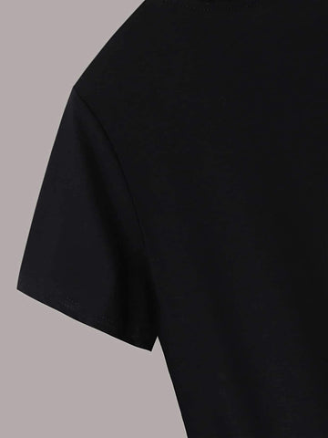 Slogan Print Round Neck Tee
